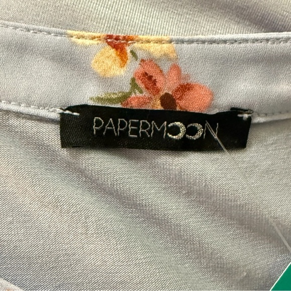 Papermoon Vivier Short Sleeve Blouse 2X Light Blue Floral Stitch Fix NWT - Picture 7 of 8